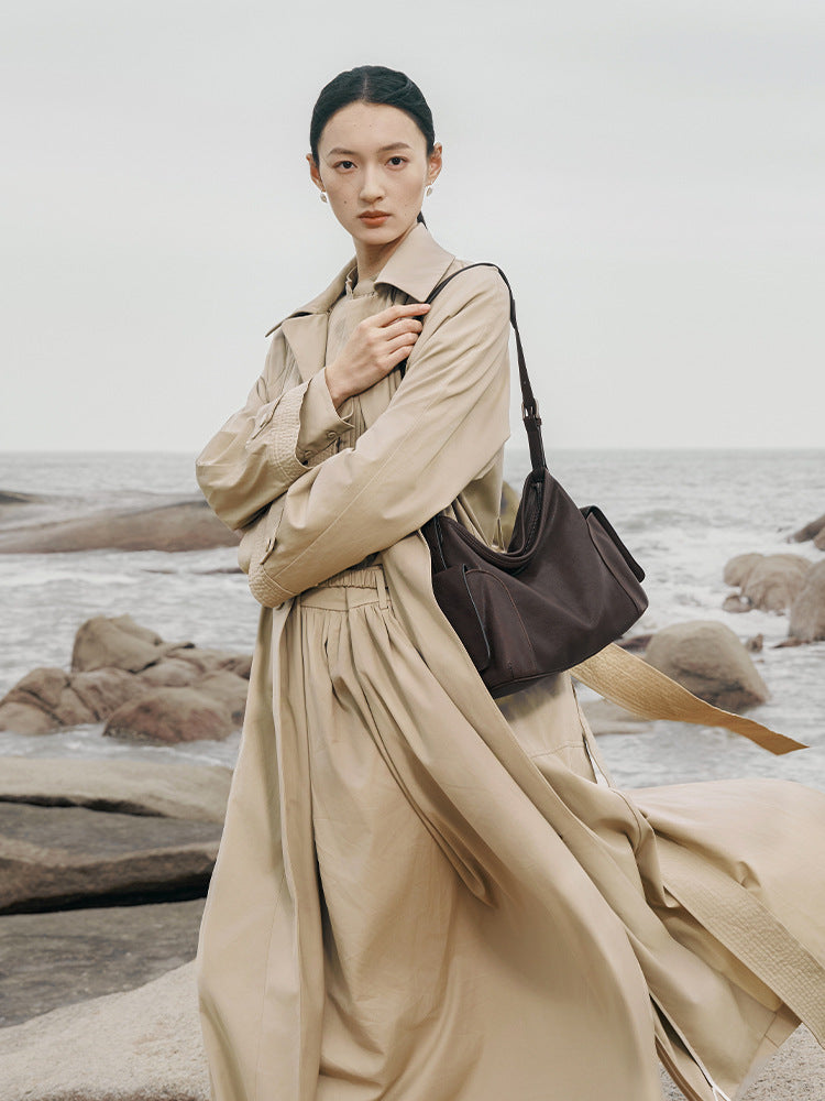 Xi Vegetable Tanned Sheepskin Large Capacity Women's Shoulder Bag