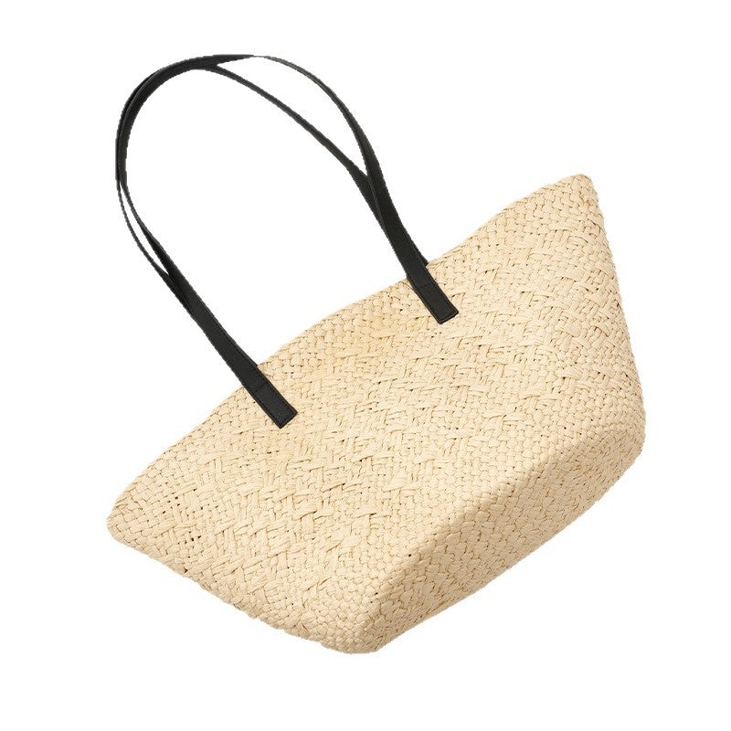 Large Capacity Woven Vegetable Basket Holiday Mummy Simple Daily Women's Shoulder Bag