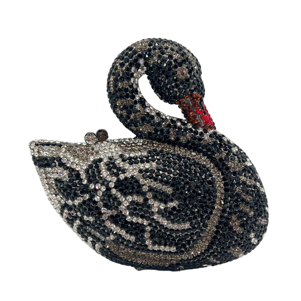 Women's Diamond Animal Swan Full Hand Holding Dinner Bag