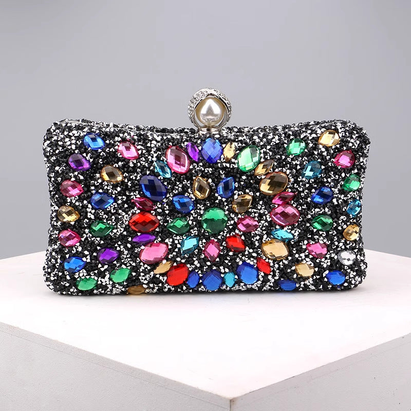 Colorful Shiny Gemstone Diamond Banquet Bride Clutch Bags