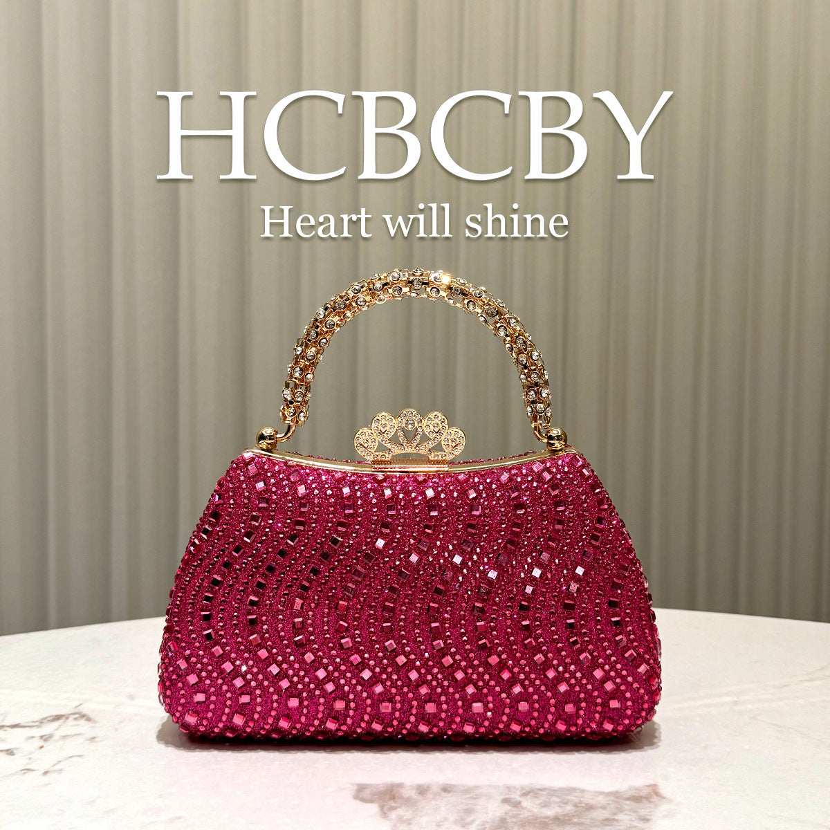 Women's Red Shiny Gorgeous Rhinestone Ornament Fashion Dinner Bag