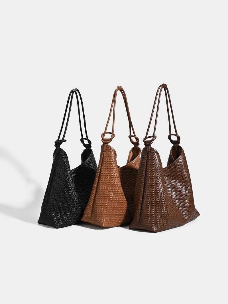 Large Capacity Idle Style Relaxed Fashion Embossed Woven Son Women's Shoulder Bag