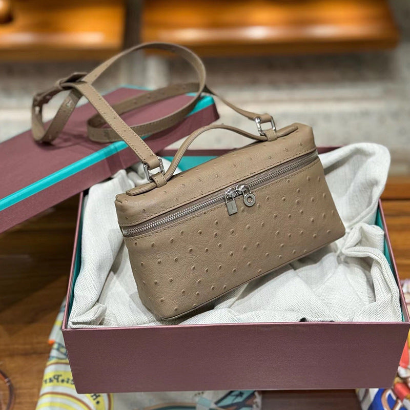 Women's Lunch Box Genuine Leather Autumn Ostrich Phone Bags