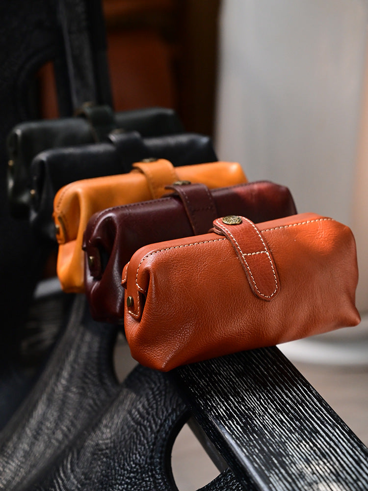Retro First Layer Cowhide Genuine Leather Antique Women's Clutch