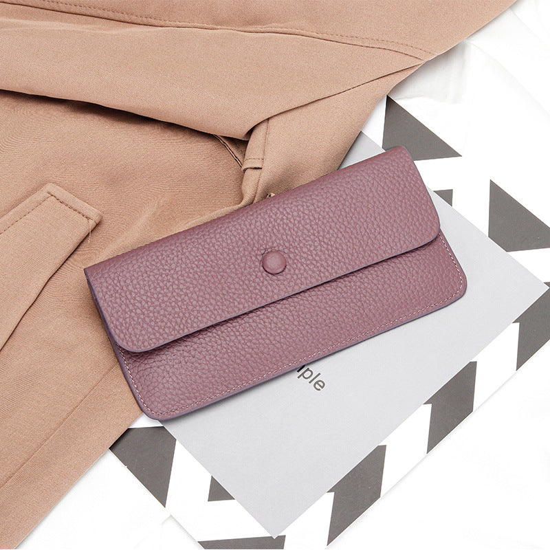 Women's Envelope Long Cowhide Clutch Leather Bags