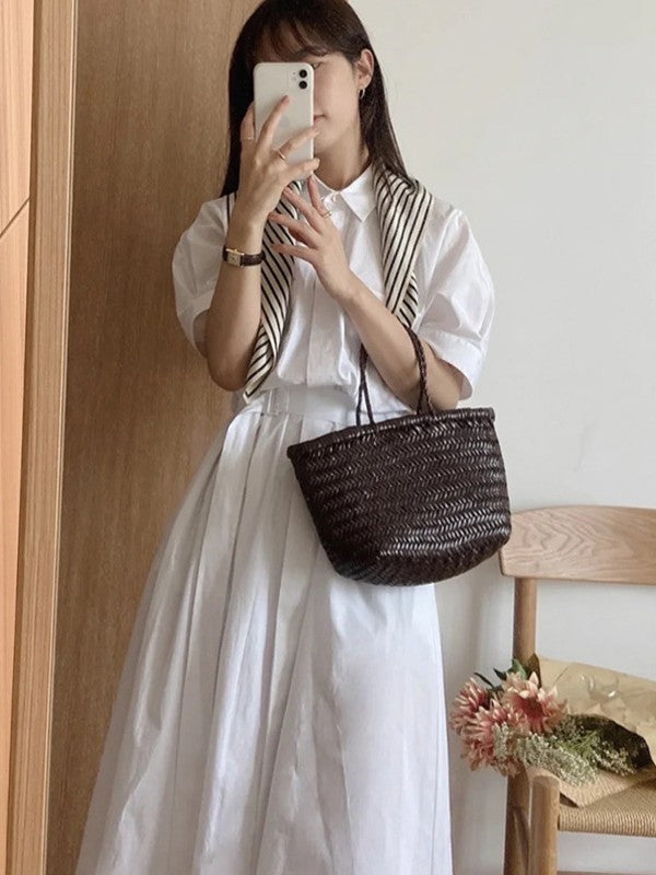 Women's First Layer Cowhide Hand-woven Leather Mini Handbags