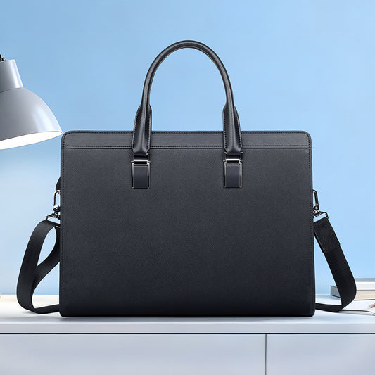 Men's Large Capacity Fashion Cattlehide Leather Computer Business Handbags