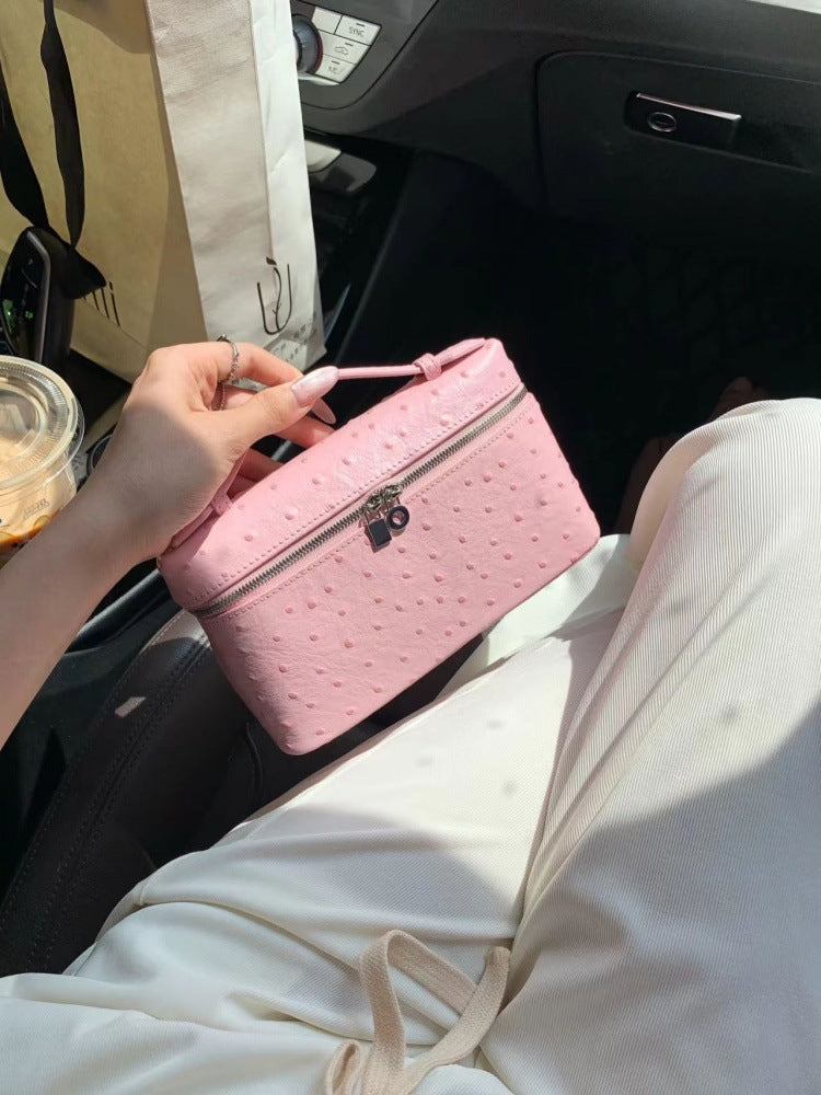 Women's Elegant Ostrich Grain Lunch Box Textured Women's Messenger Bag