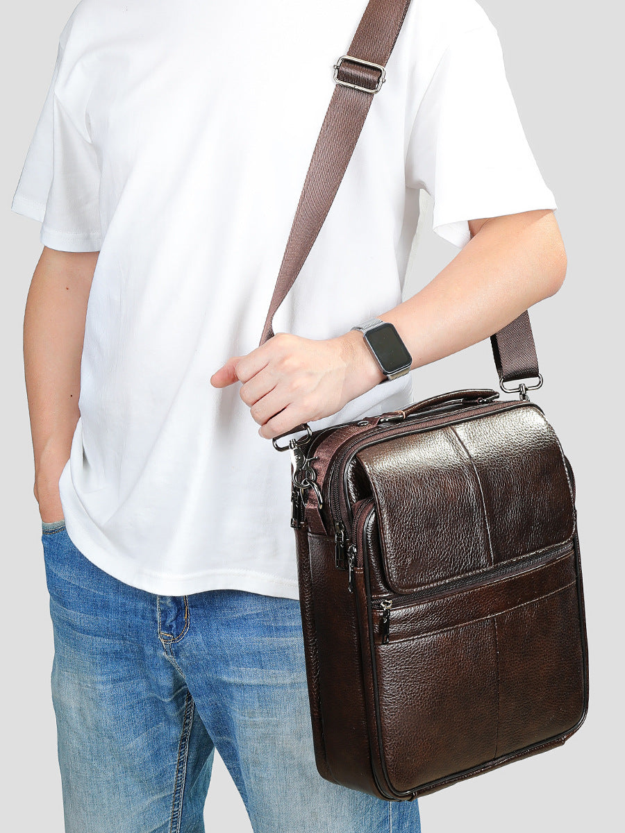Men's First Layer Cowhide High Sense Fashion Retro Men's Shoulder Bag