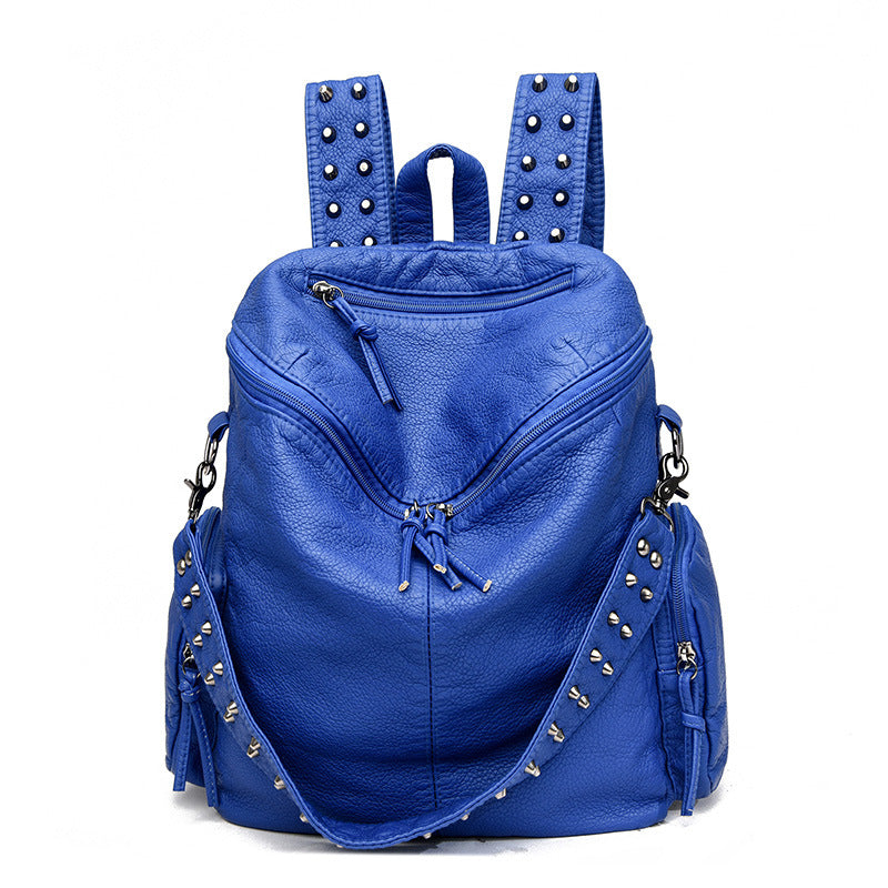 Women's Super Soft Lychee Pattern Textured Rivet Retro Bags