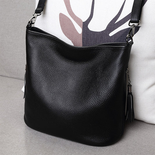 Women's Genuine Leather Tassel First Layer Cowhide Women's Messenger Bag