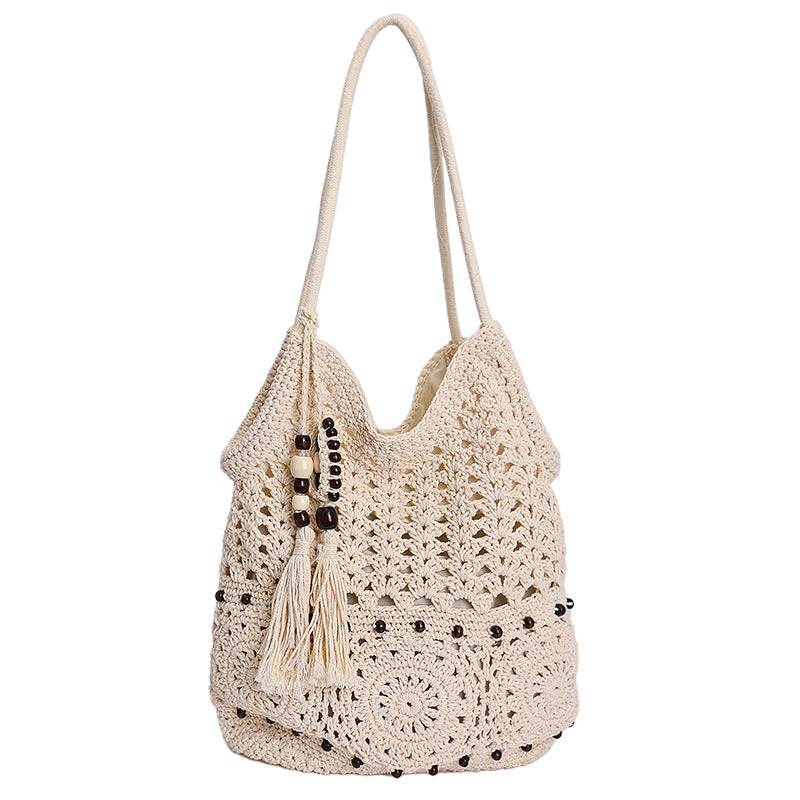 Women's Style Artistic Crafts Cotton Thread Woven Seaside Holiday Underarm Leisure Women's Shoulder Bag