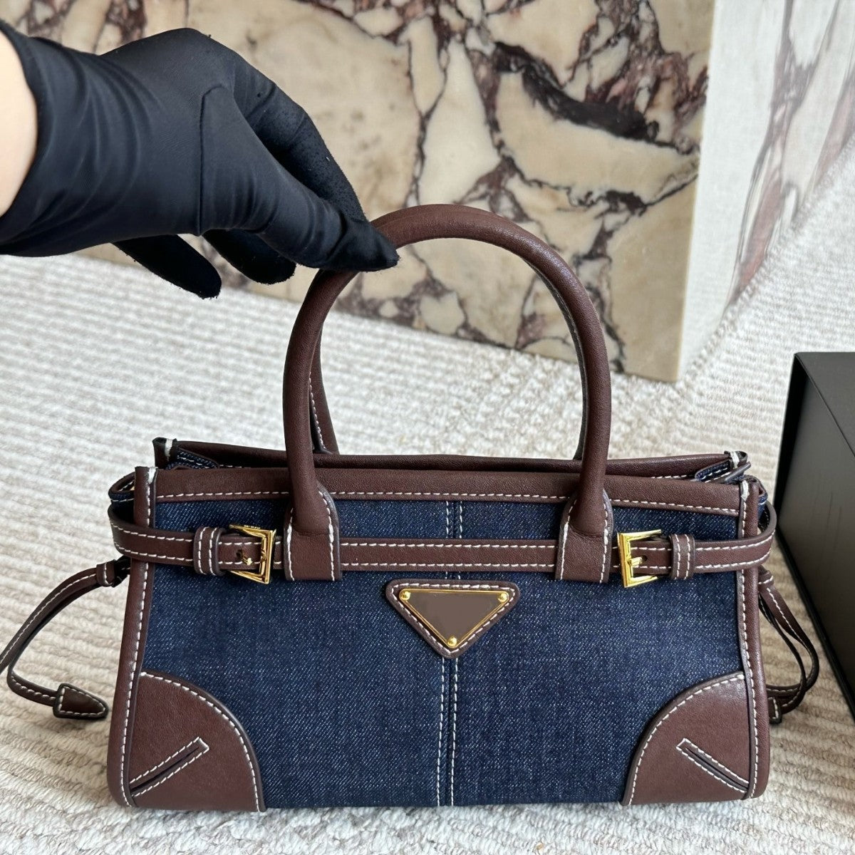 Home Denim Portable Contrast Color Large Capacity Women's Messenger Bag