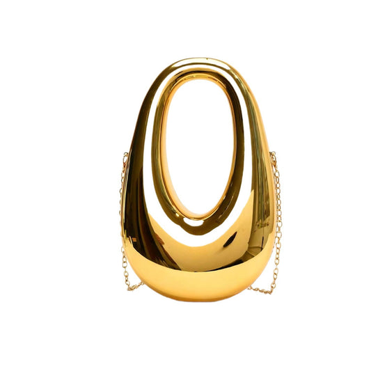 Underarm Oval Hardshell Banquet Metal Chain Dinner Bag