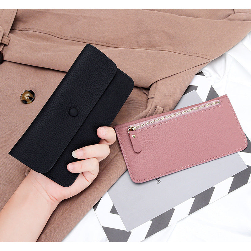 Women's Envelope Long Cowhide Clutch Leather Bags