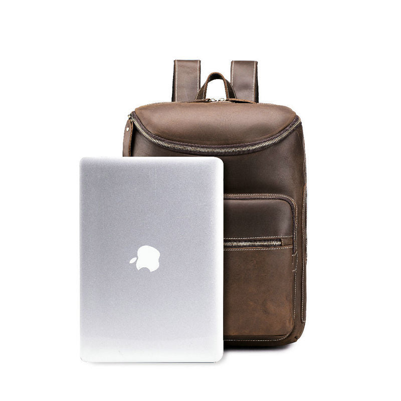 Leather Commute Computer First Layer Cowhide Large Business Backpack