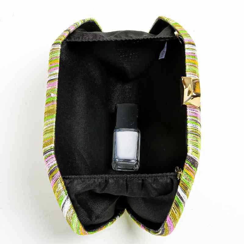 Women's Ethnic Style Gold Silk Color Stripes Dinner Bag