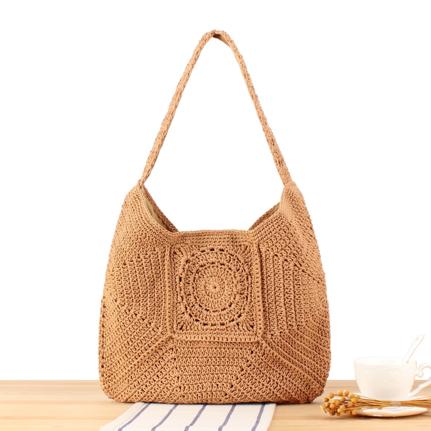 Women's Large Capacity Cotton Thread Woven Grandma Bags