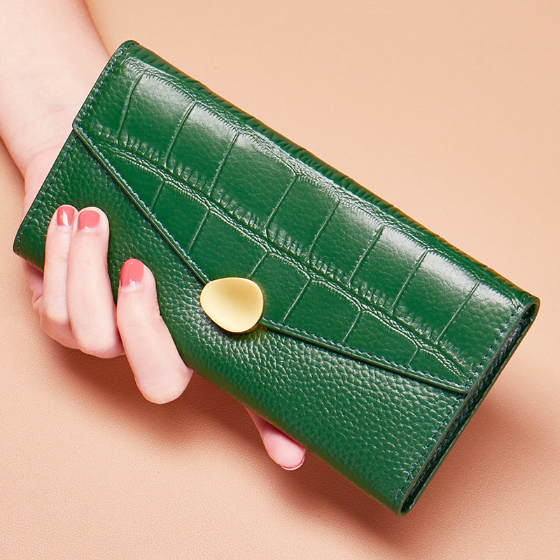 Women's Clutch First Layer Cowhide Crocodile Pattern Ladies Wallet