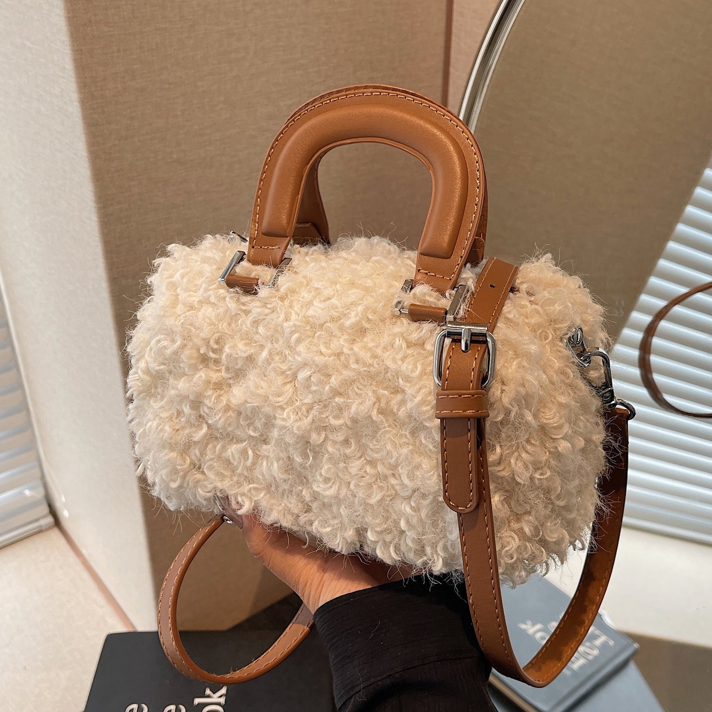 Niche Lamb Plush Female Mori Cute Hand Holding Pillow Women's Shoulder Bag