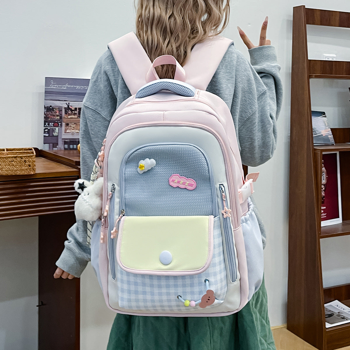 Korean Style Good-looking Dopamine Contrast Color Primary Secondary College Student Schoolbag