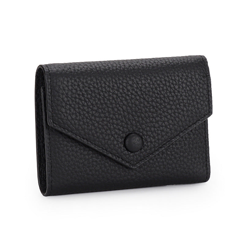 Women's Leather Short Simple Folding First Layer Cowhide Fashion Ladies Wallet
