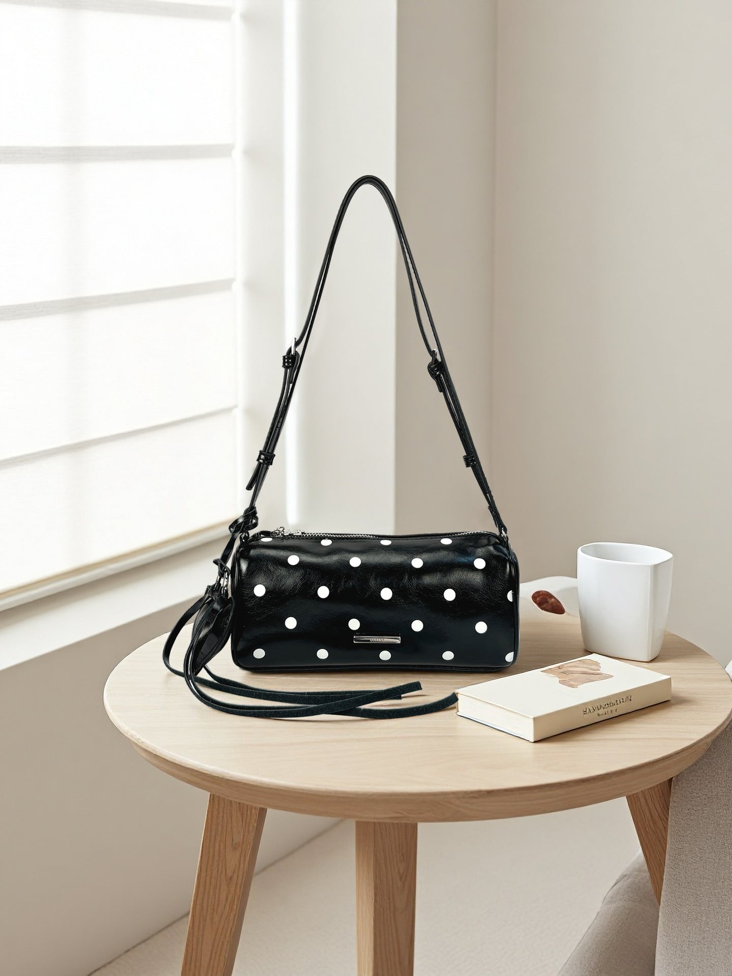 Women's Style Underarm Niche Polka Dot White Women's Shoulder Bag