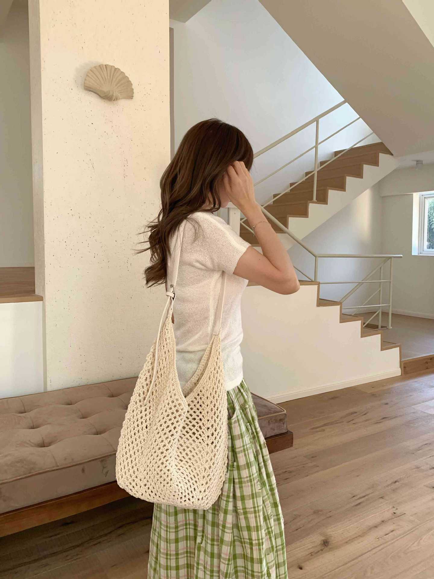 Women's Beach Vacation Large Capacity Woven Korean Bags