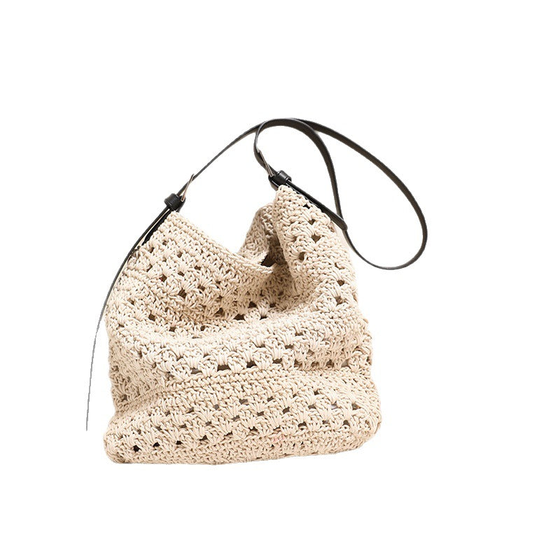 Style One Wax Rope Woven Niche Irregular Strap Straw Female Bags