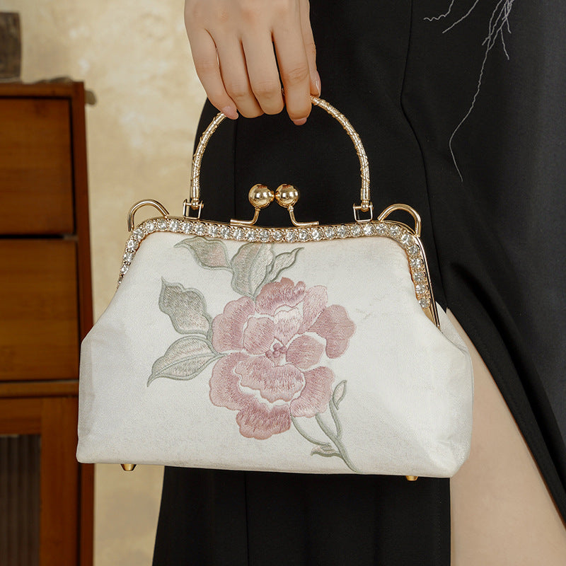 Embroidered Tang Series Chinese Style Cheongsam Hand Lotus Handbags