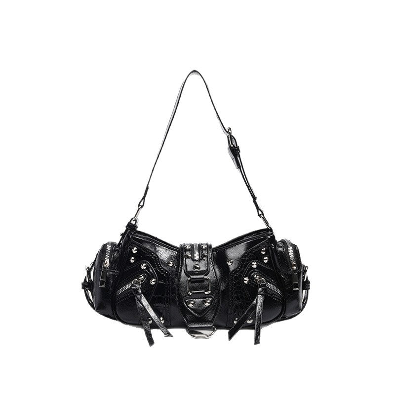 Retro Style Fashion Studded Design Oil Handbags