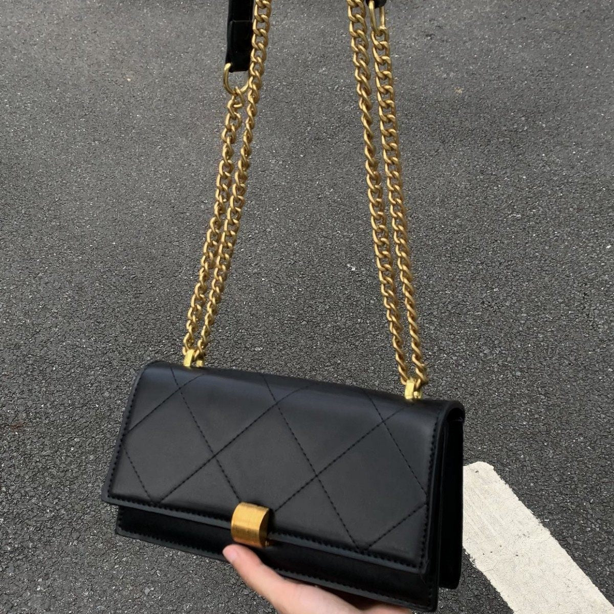 Women's Autumn Rhombus Chain Thread High-grade Textured Classic Small Square Bag