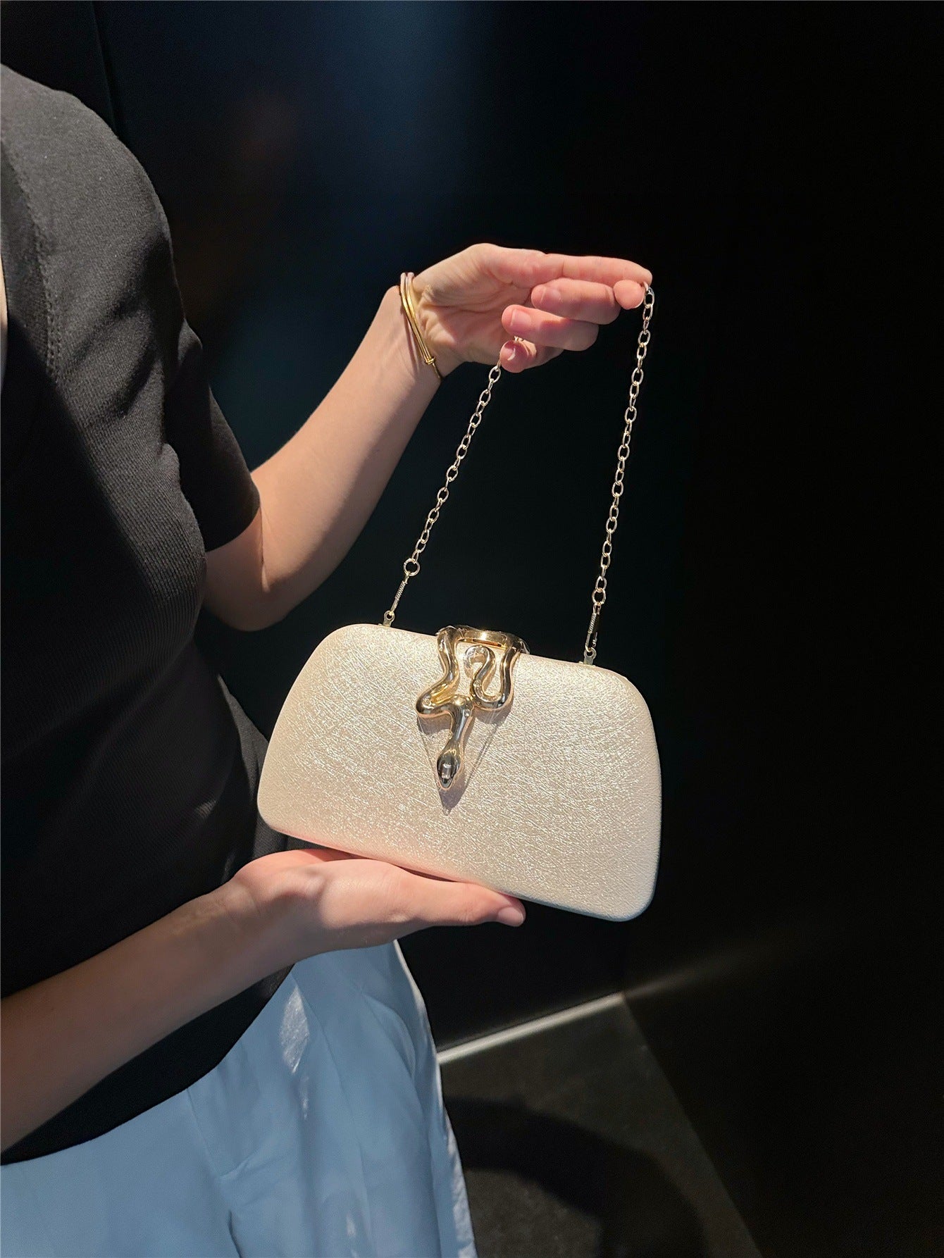 Women's Fashion Snake Chain Party Banquet Clutch Dinner Bag
