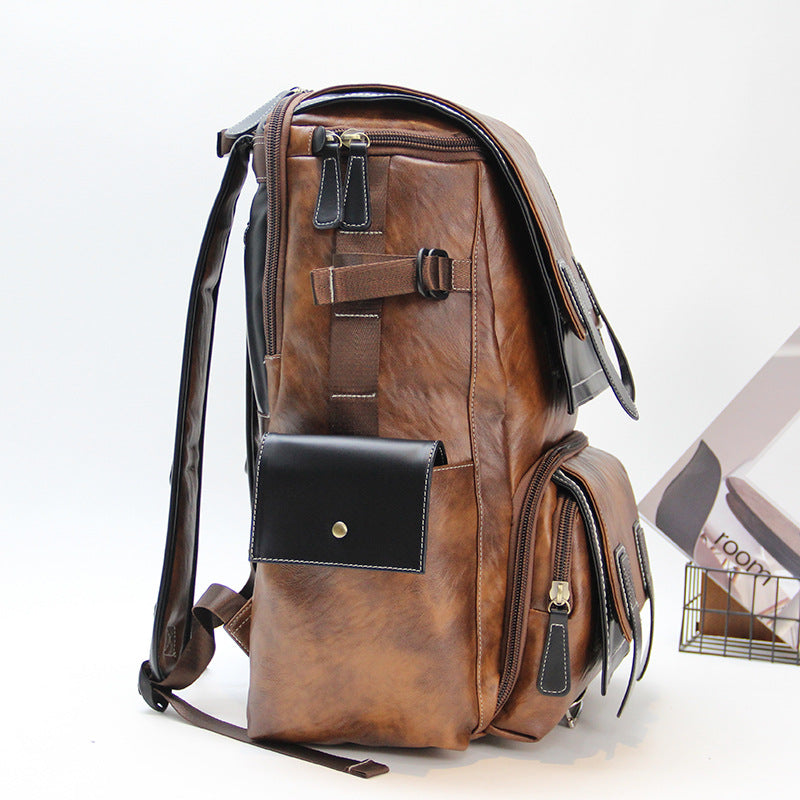 Men's Capacity Retro Waterproof Trendy Computer Korean Leisure Backpack