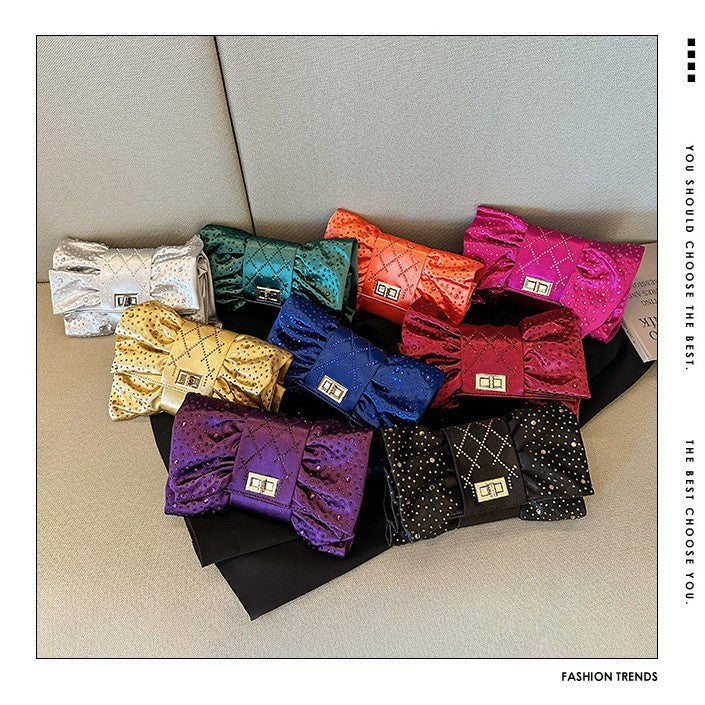 Bow Full Diamond Light Luxury Banquet Clutch Dinner Bag