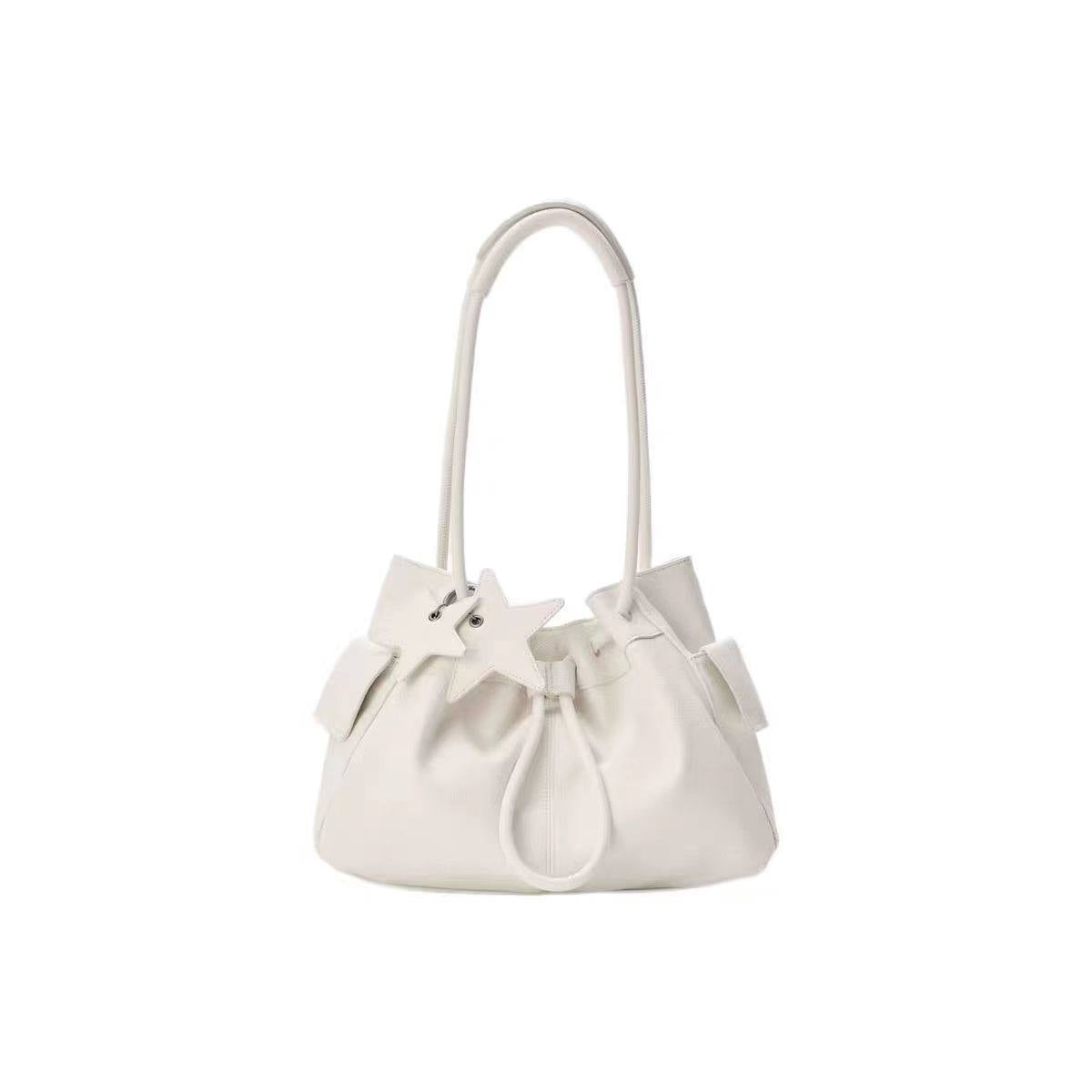 Design Fashionable Stylish Drawstring Bundle Lychee Pattern High-grade Large Capacity Women's Shoulder Bag