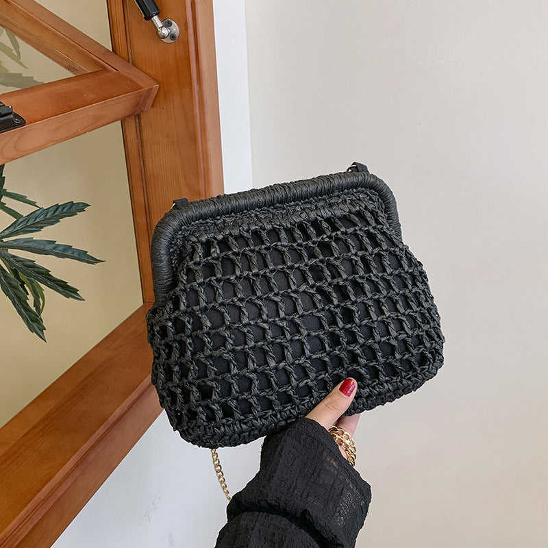 Women's Design Straw Fashion Woven Clip Holiday Bags