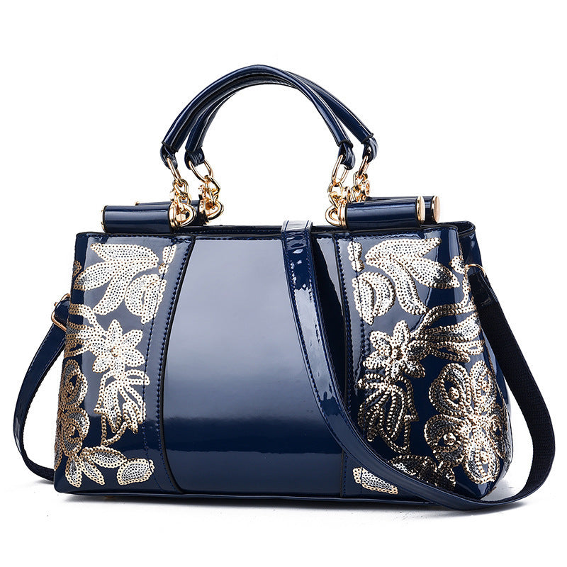 Women's Patent Leather Glossy Bride Wedding Portable Large Women's Handbag