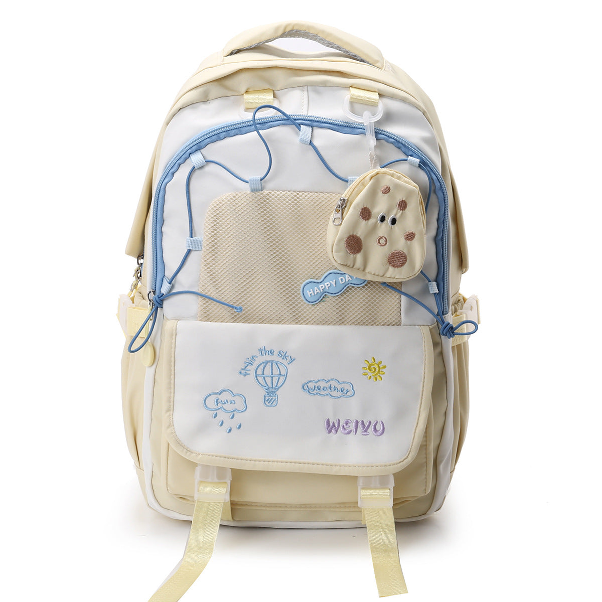 Macaron Contrast Color Lightweight Simple Burden College Student Schoolbag