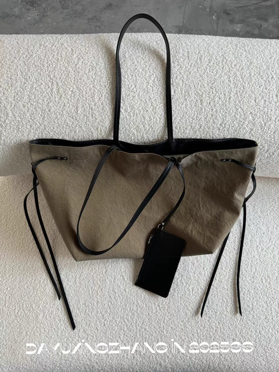 Designer Collaboration Unisex Natural Sand Two-tone Underarm Large Women's Shoulder Bag