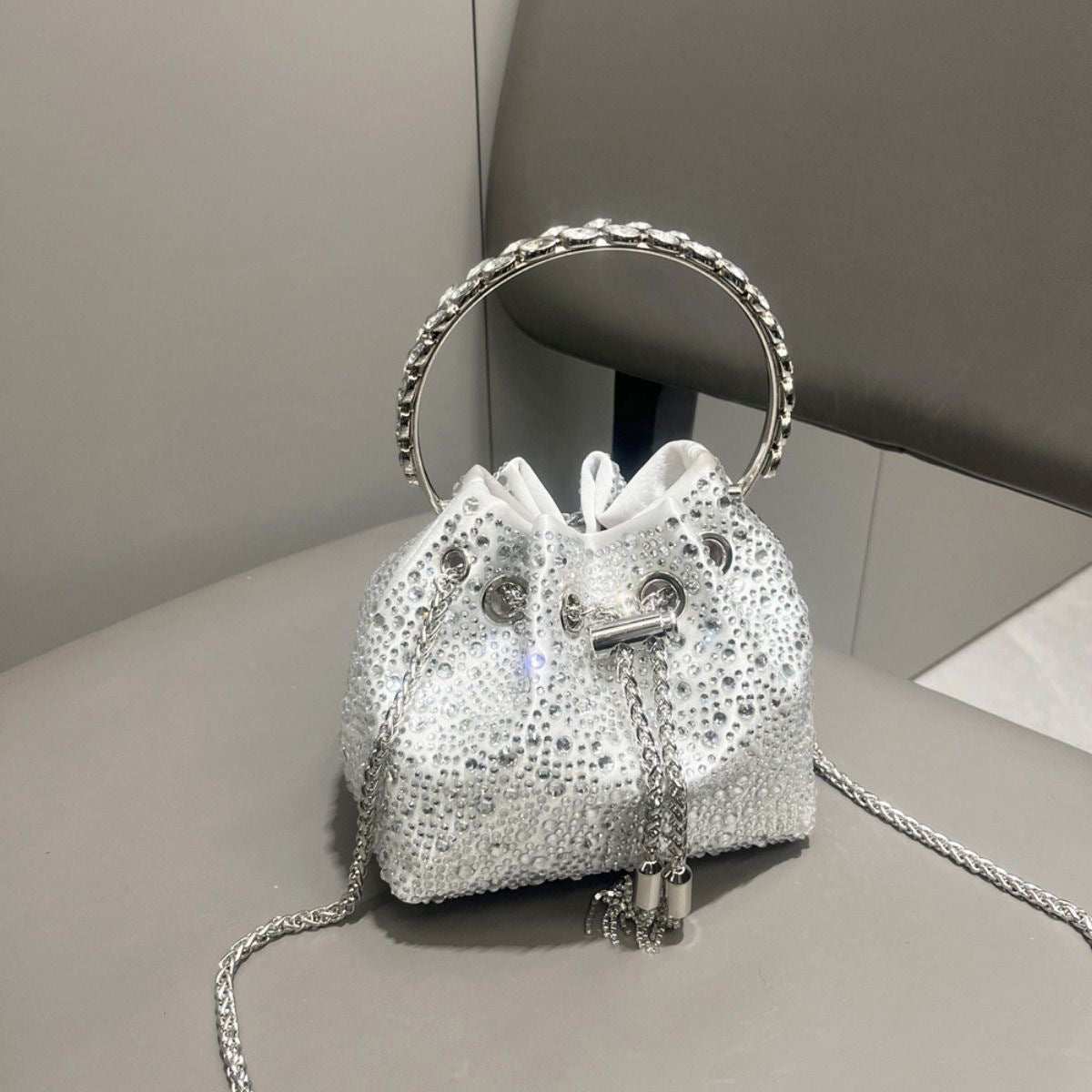 Shiny Advanced Rhinestone Sequins Chain Portable Bucket Bags
