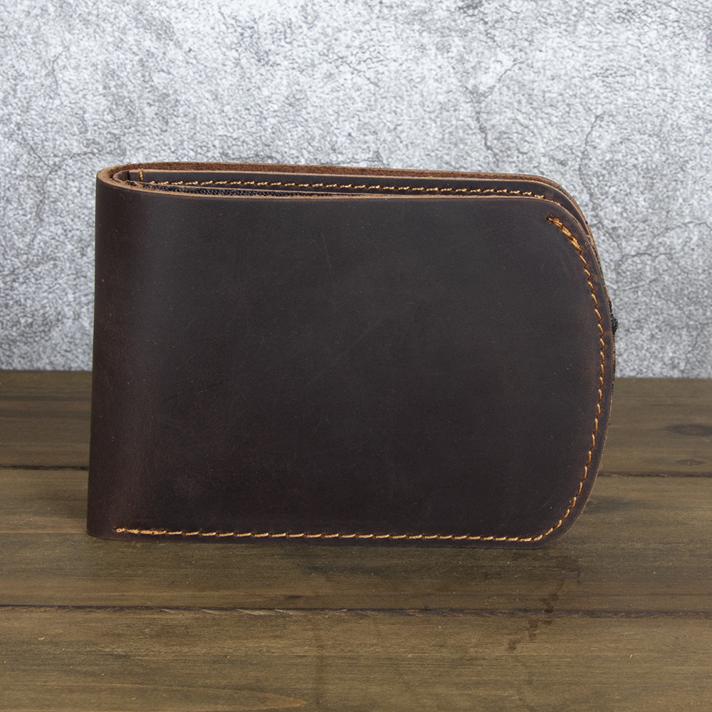 Men's Craft Leather American Gold Clip Horizontal Top Layer Cowhide Crazy Men's Wallet