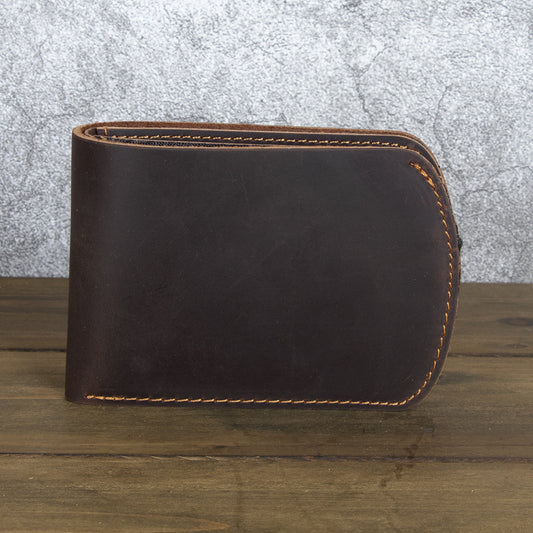 Men's Craft Leather American Gold Clip Horizontal Top Layer Cowhide Crazy Men's Wallet