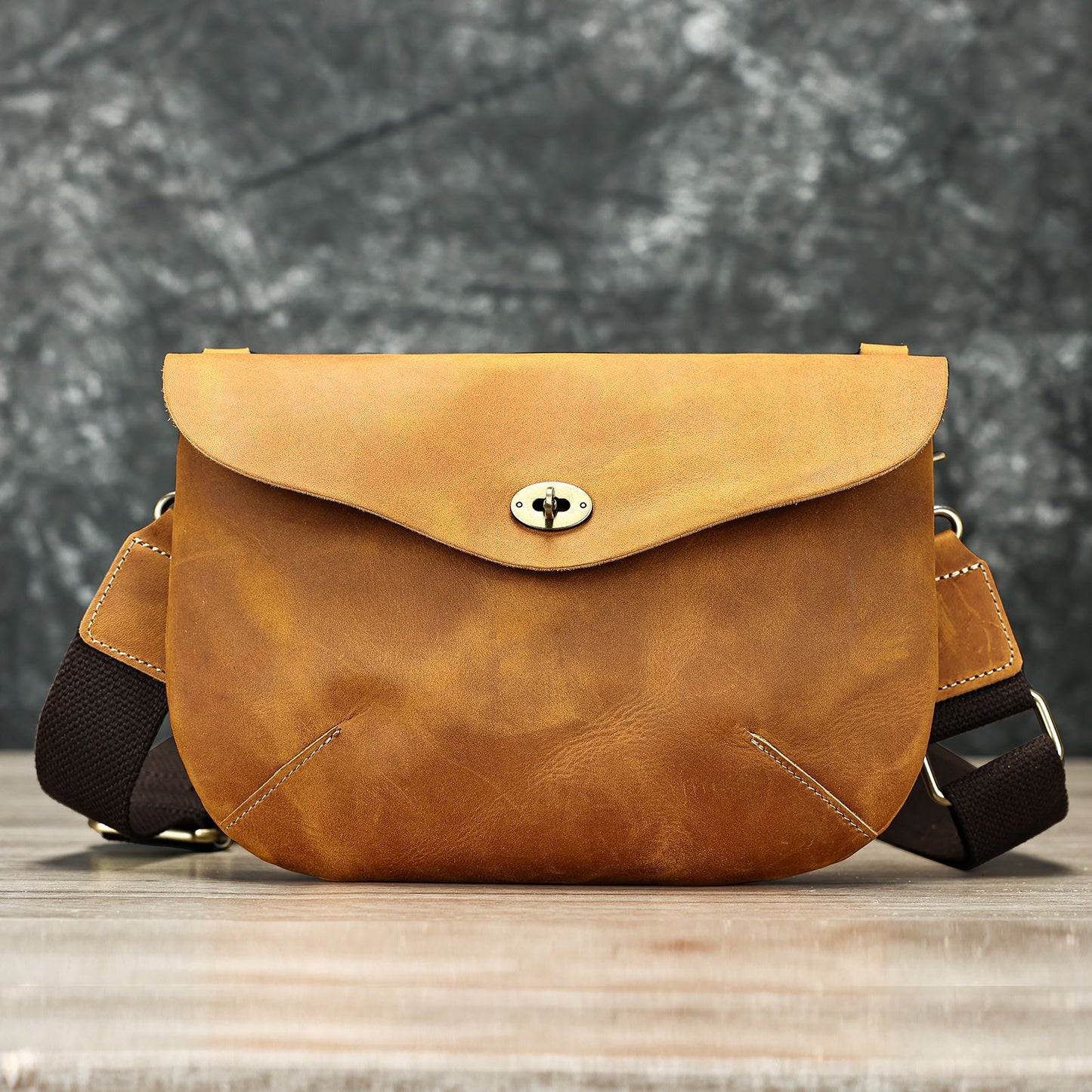 Men's Leather Fashion Crazy Horse First Layer Cowhide Men's Shoulder Bag