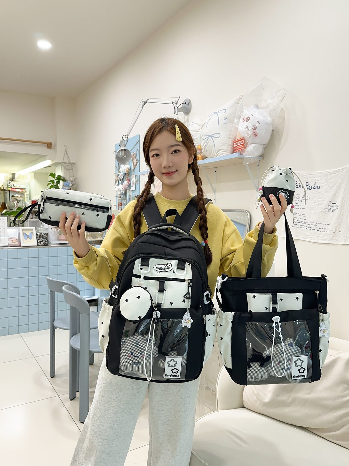Cartoon Female Junior High Cute Style Bar Leisure Backpack