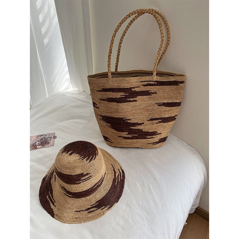 Raffia Hand-woven Hat Female Summer Seaside Vacation Beach Large Shoulder Bags