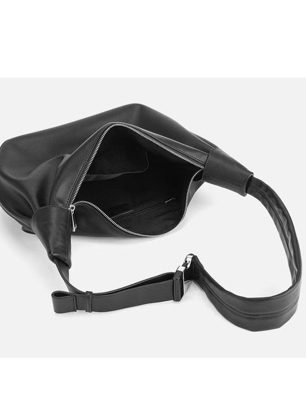 Men's Dumpling Solid Color Lazy Design Soft Leather Simple Style Men's Shoulder Bag