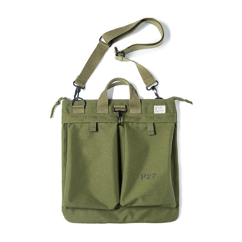 Men's Tooling Vintage Helmet Canvas Pilot Function Large Capacity Computer Handbags
