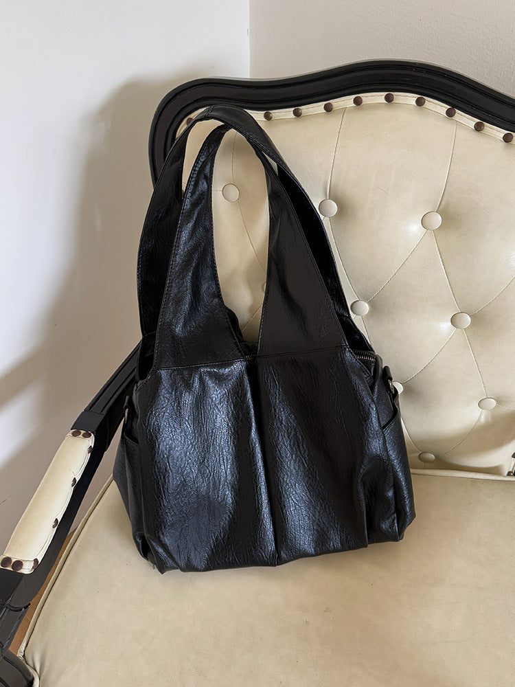 American Retro Oil Wax Skin Large Capacity Totes Women's Shoulder Bag