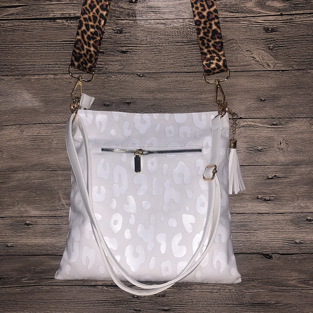 Women's Plaid Black Bright Leopard Print Cows Pattern Sunflower Zipper Vertical Women's Shoulder Bag